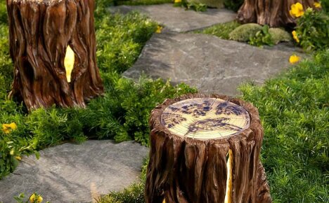 How to decorate a tree stump, creating a cozy decor for a summer cottage