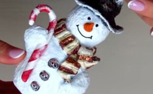 Christmas tree toy Snowman from papier-mache - master class