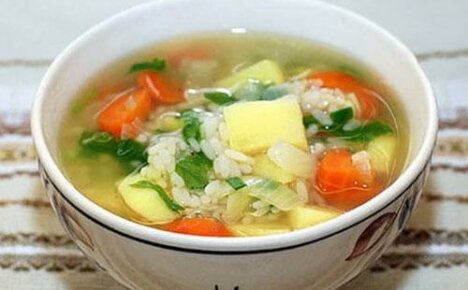 How to learn to cook rich soup with rice, potatoes and meat