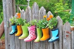 Flowerpots from children's boots
