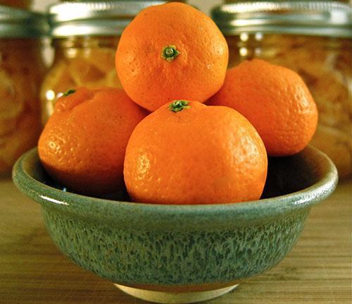 L'huile saine est obtenue à partir de fruits de mandarine