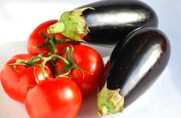 eggplanter og tomater