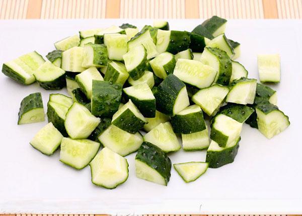chop cucumbers