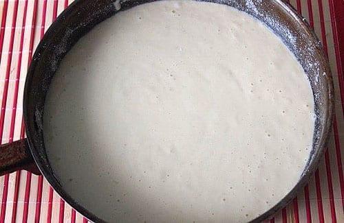 pour the dough into a mold