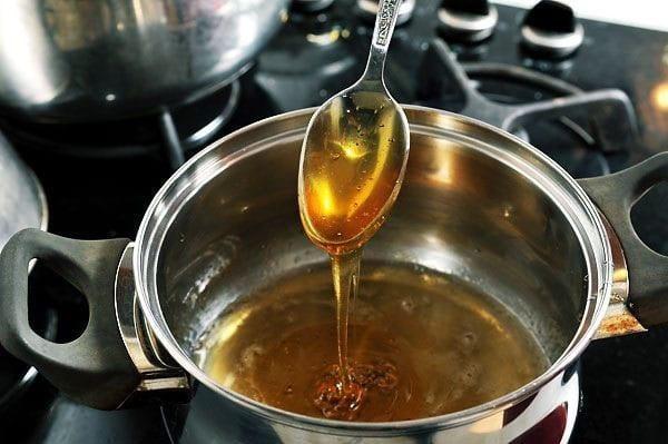boil syrup with honey and lemon