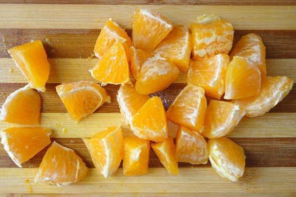 chop the orange and remove the seeds