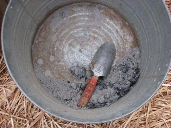 wood ash in a bucket