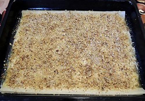 put the dough and nuts on a baking sheet