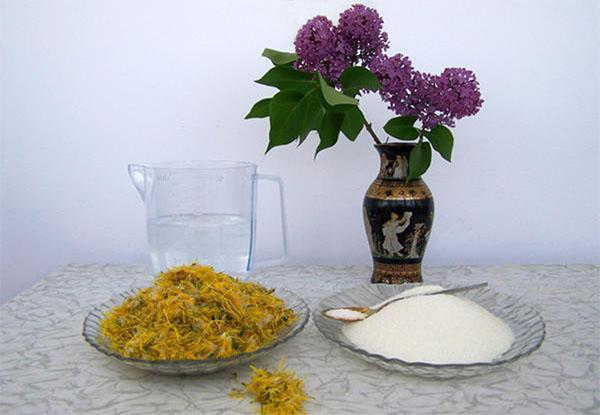 ingredients for dandelion jam
