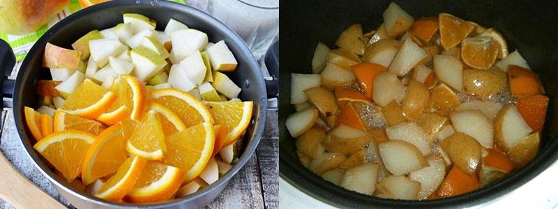 tee päärynä- ja appelsiinihilloa