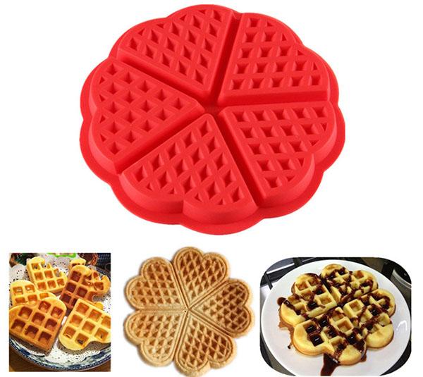 baking waffles in a silicone mold