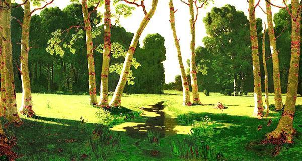lukisan oleh A. Kuindzhi Birch grove