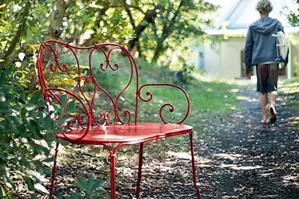 metal bench with forged back