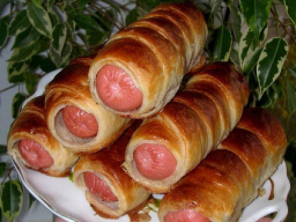 delicious sausages in puff pastry