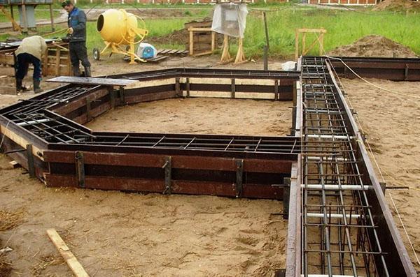 laying a reinforced concrete strip foundation