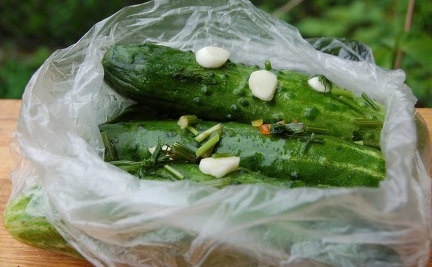 lightly salted cucumbers in a bag