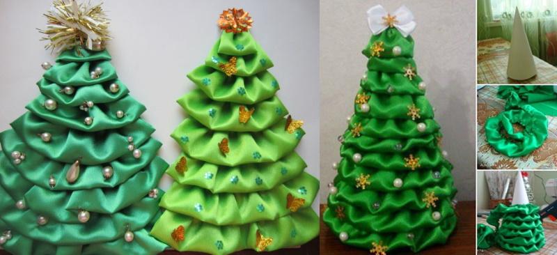 DIY vánoční strom z látky s ozdobnými prvky